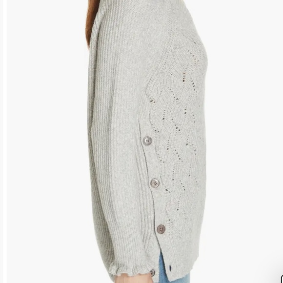 Rebecca Taylor Wool blend side button Gray Sweater Sz S V-Neck - Picture 3 of 4